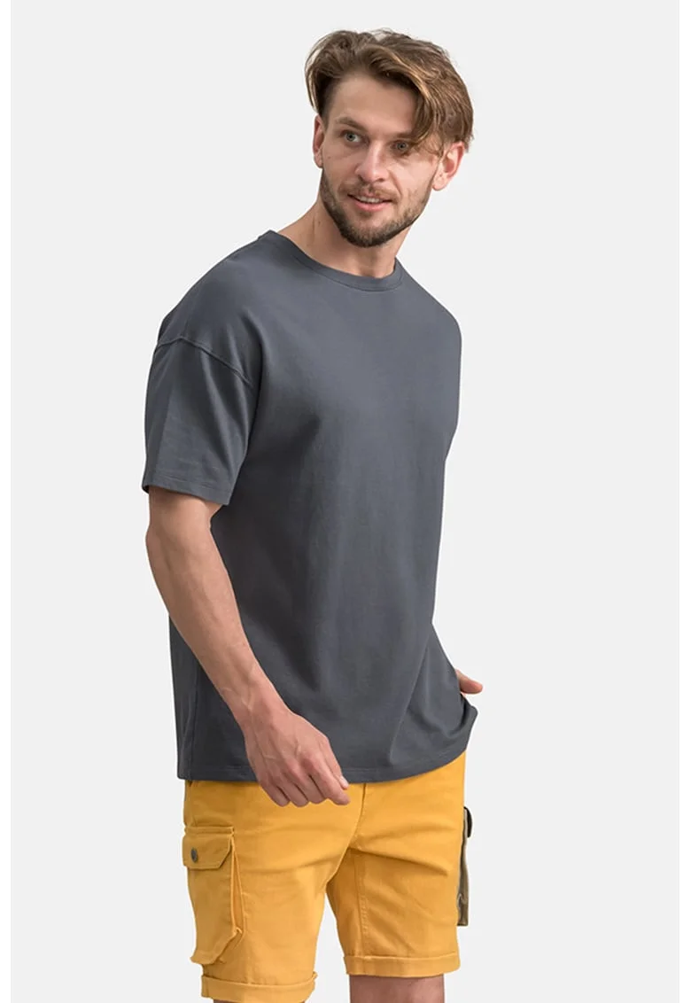 Tricou lejer unisex cu maneci cazute, Gri inchis