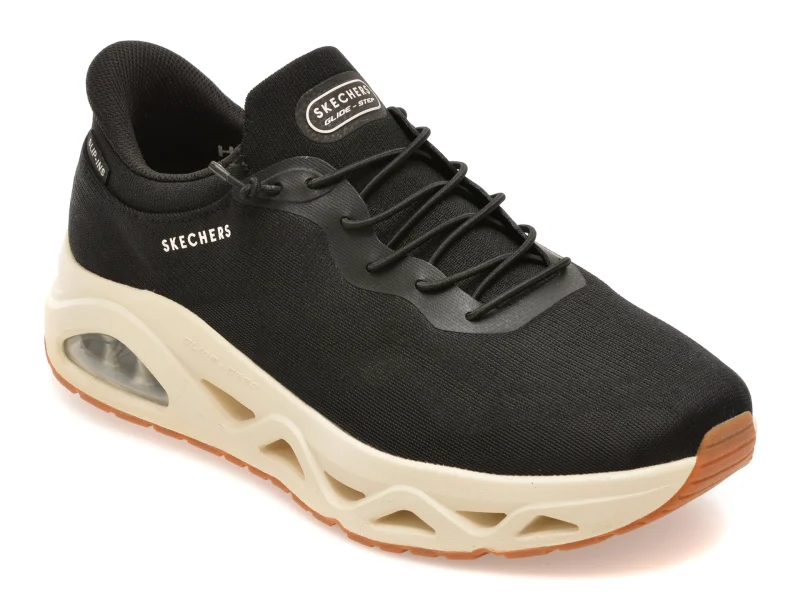 Pantofi sport SKECHERS negri, UNO GLIDE-STEP, din material textil