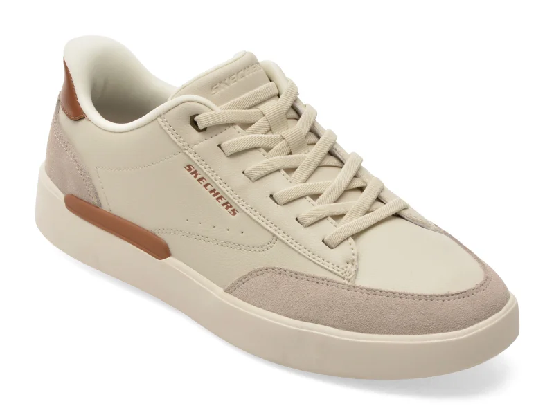 Pantofi sport SKECHERS albi, VERLOMA, din piele naturala
