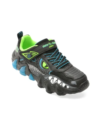 Pantofi sport SKECHERS negri, SKECH-O-SAURUS LIGHTS 2.0, din piele ecologica