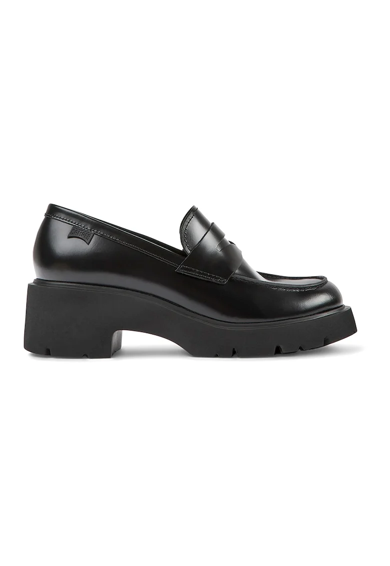 Pantofi loafer de piele cu toc masiv Milah 1159, Onyx Black
