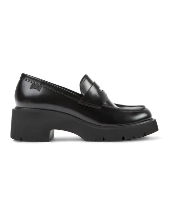 Pantofi loafer de piele cu toc masiv Milah 1159, Onyx Black
