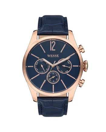 Ceas barbatesc  model WWG200101, bleumarin, curea albastra, rezistenta la apa 5 ATM, mecanism quartz