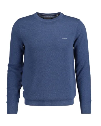 Bluza de trening din bumbac cu decolteu la baza gatului, Bleumarin