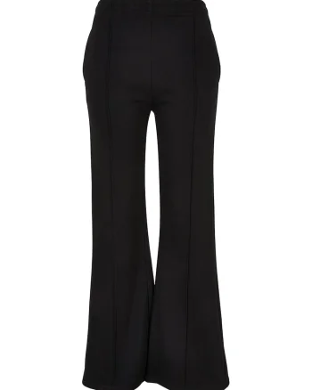 Pantaloni din amestec de bumbac cu croiala bootcut, Negru