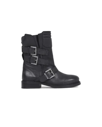 Ghete biker de piele, Negru