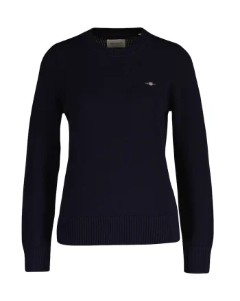 Pulover slim fit cu decolteu la baza gatului si logo, Albastru
