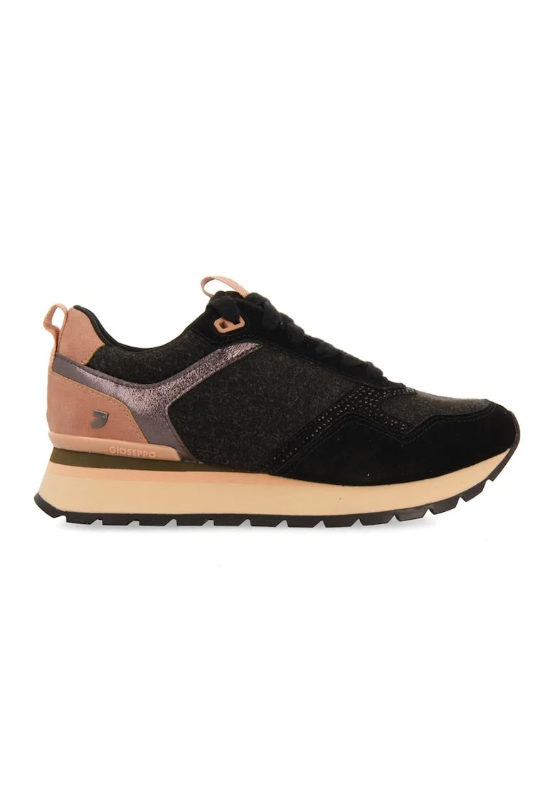 Pantofi sport cu garnituri de piele Ardagger, Negru/Roz somon