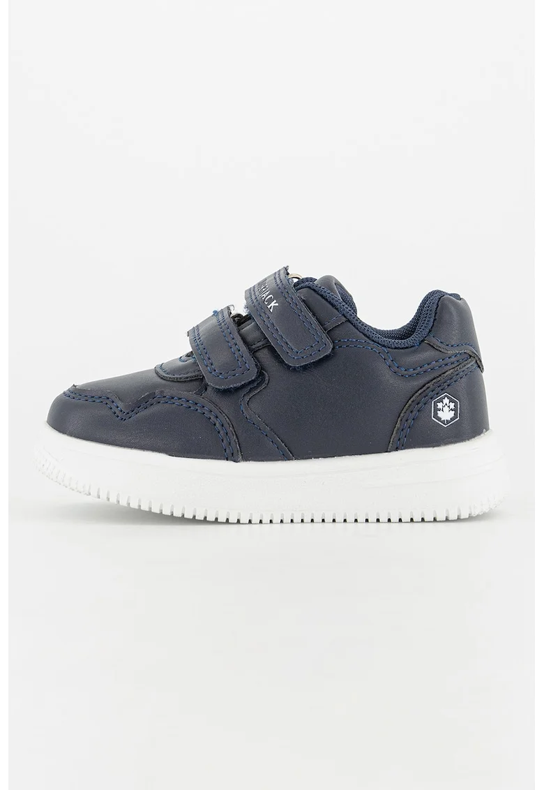 Pantofi sport cu garnituri din piele ecologica Lou, Alb optic/Bleumarin