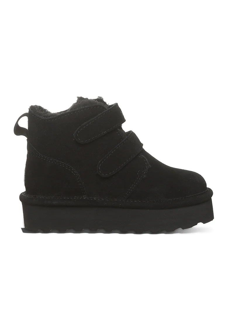 Ghete de piele intoarsa cu velcro Retro Larisa, Negru