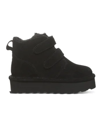 Ghete de piele intoarsa cu velcro Retro Larisa, Negru