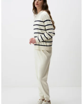 Pantaloni de trening cu talie inalta, Alb
