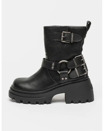 Ghete biker cu toc masiv Bravr Biker, Negru