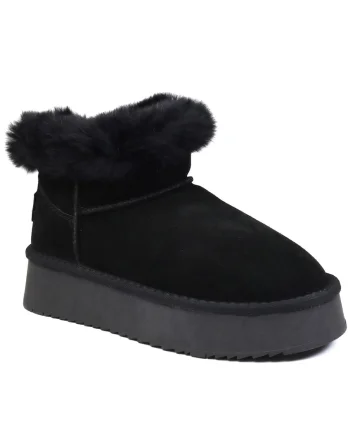 Ghete dama Hugh Platform piele intoarsa SCW421P12, Negru