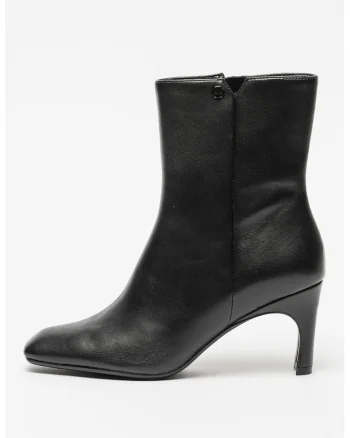 Botine de piele ecologica cu varf patrat, Negru