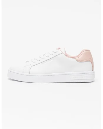 Pantofi sport low-cut de piele, Roz pastel/Alb optic