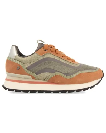 Pantofi sport colorblock cu garnituri de piele intoarsa, Portocaliu