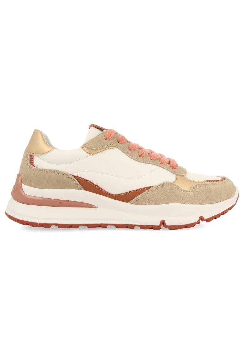Pantofi sport colorblock cu garnituri de piele intoarsa, Portocaliu
