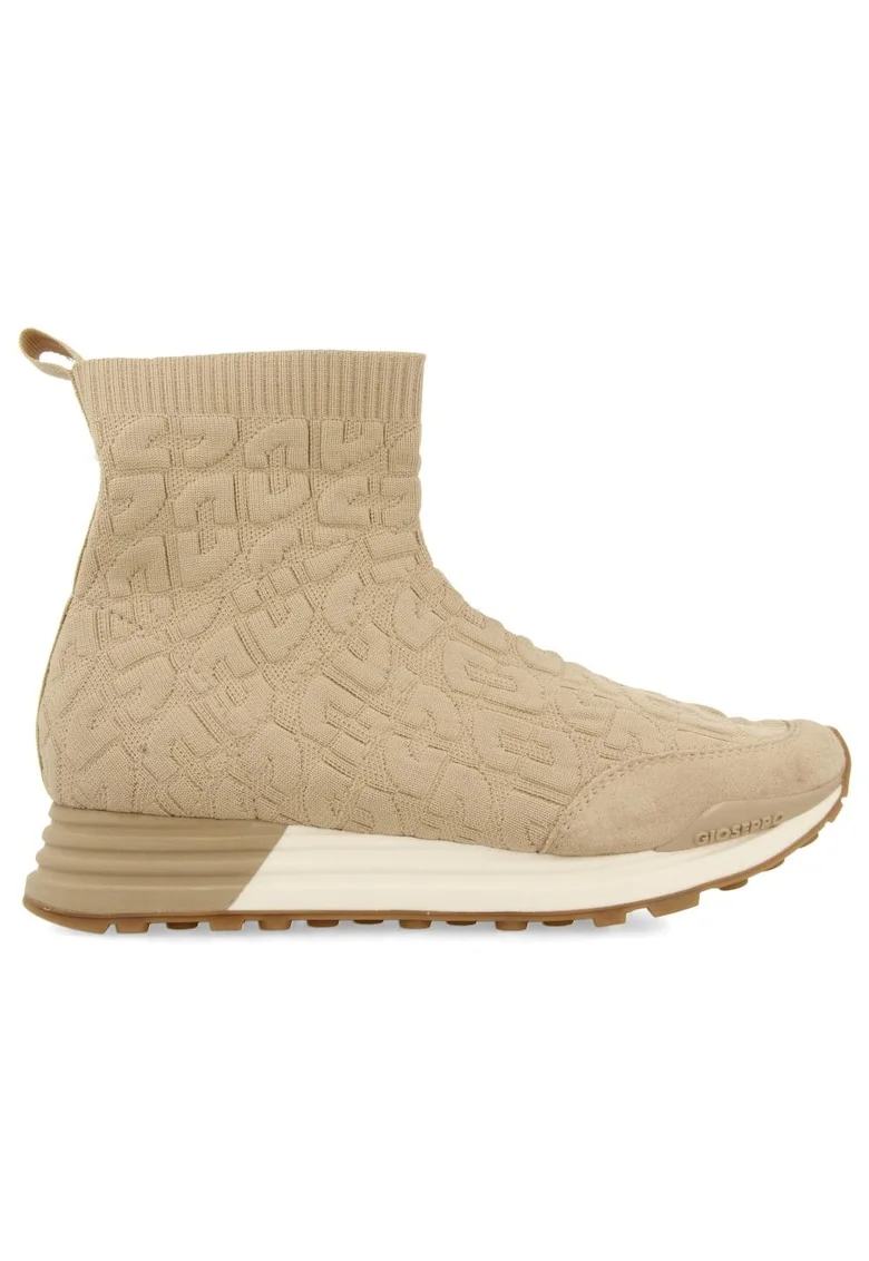 Pantofi sport din plasa tricotata cu garnituri de piele intoarsa, Maro taupe