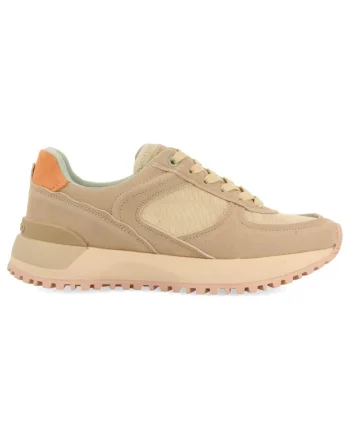 Pantofi sport cu insertii de piele intoarsa, Bej