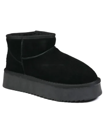Ghete dama Huge Platform piele intoarsa SCW421P05, Negru