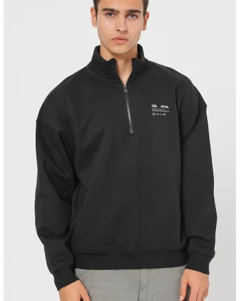 Bluza de trening cu fermoar scurt Sengel, Negru