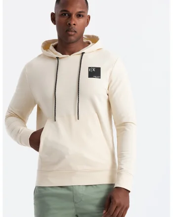 Hanorac din amestec de bumbac cu buzunar kangaroo, Negru/Crem