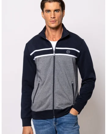 Bluza de trening cu fermoar si maneci cazute Talmer, Bleumarin