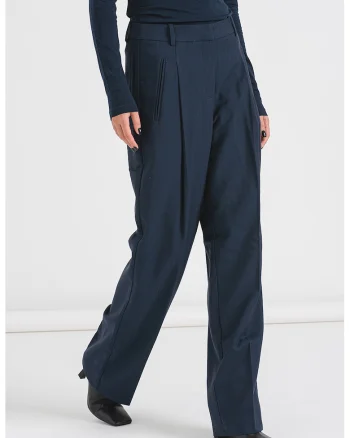 Pantaloni eleganti cu talie inalta Eli, Bleumarin