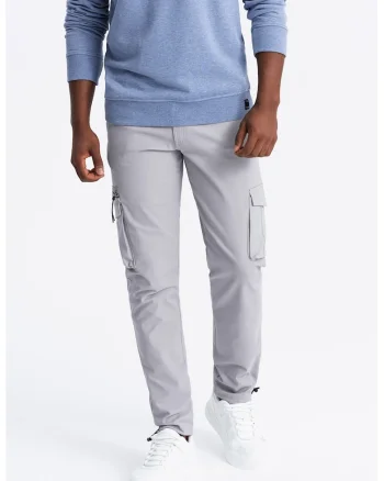 Pantaloni cargo drepti, Gri deschis