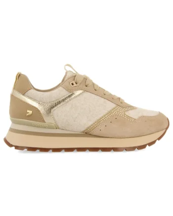 Pantofi sport cu model uni si garnituri din piele, Bej