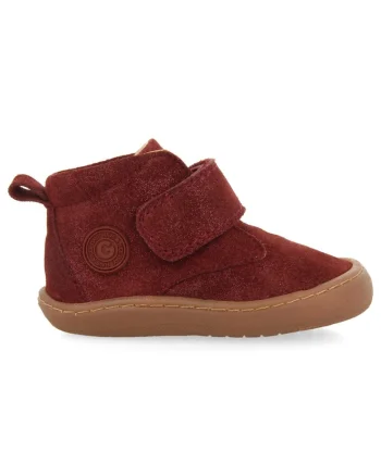 Ghete din piele intoarsa cu inchidere velcro, Visiniu