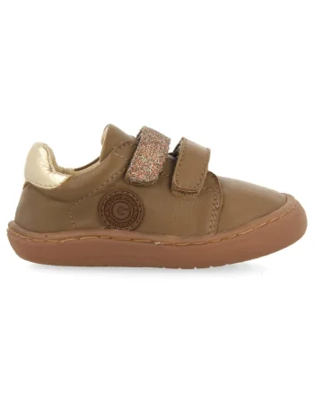 Pantofi sport din piele si piele ecologica cu detalii stralucitoare, Maro taupe