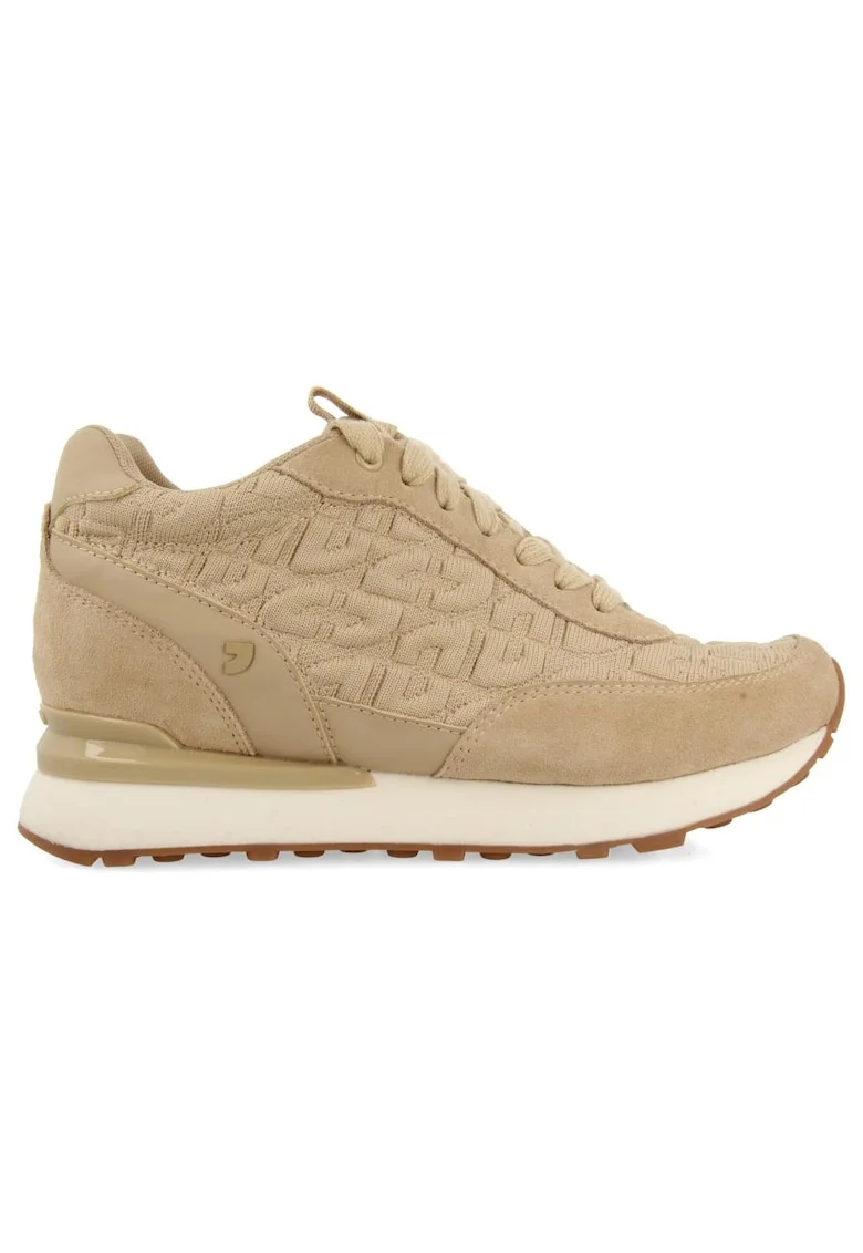 Pantofi sport mid-high cu garnituri din piele, Maro taupe