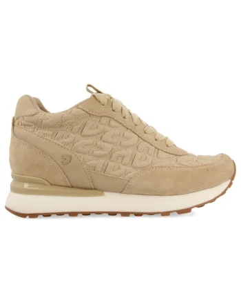Pantofi sport mid-high cu garnituri din piele, Maro taupe