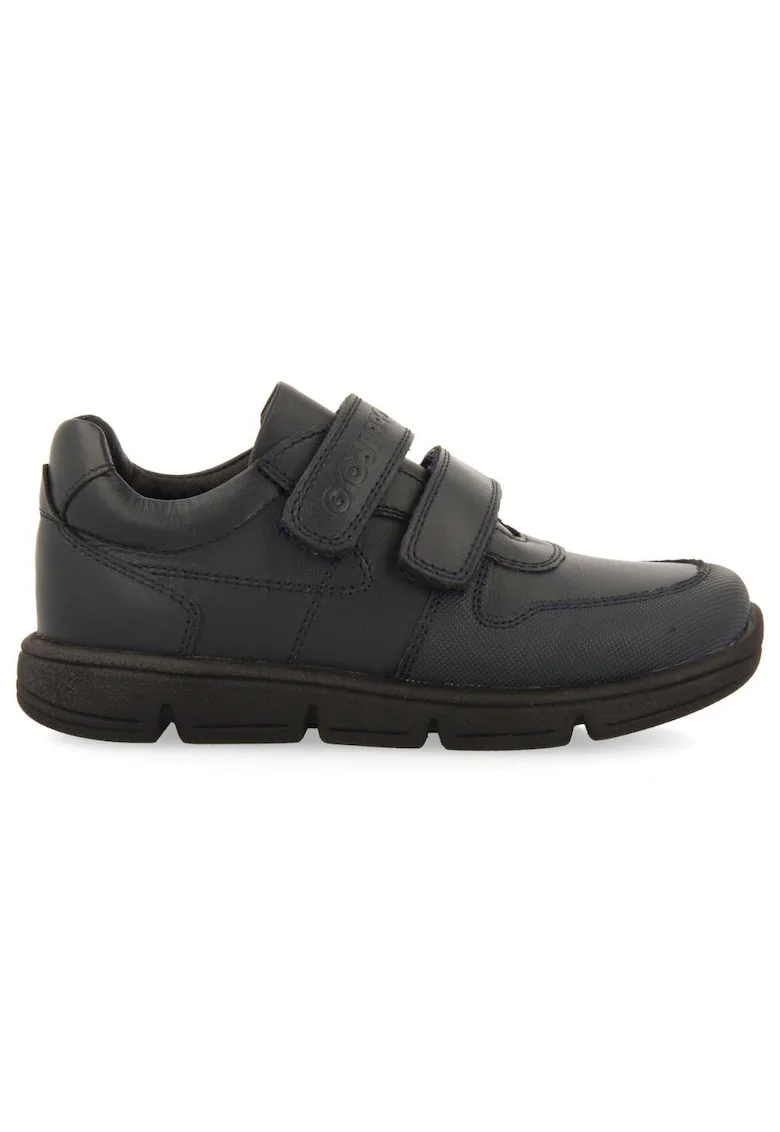 Pantofi din piele si piele ecologica cu inchidere velcro, Bleumarin