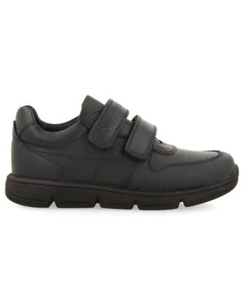Pantofi din piele si piele ecologica cu inchidere velcro, Bleumarin