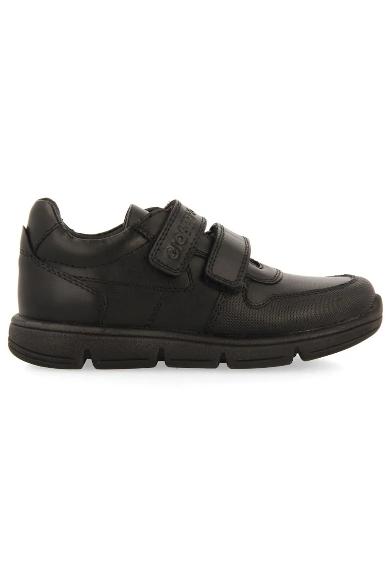 Pantofi din piele si piele ecologica cu inchidere velcro, Negru