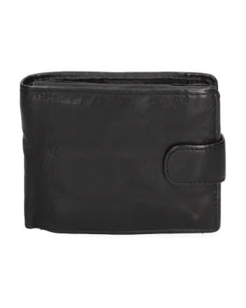 Portofel din piele cu clapa, Negru