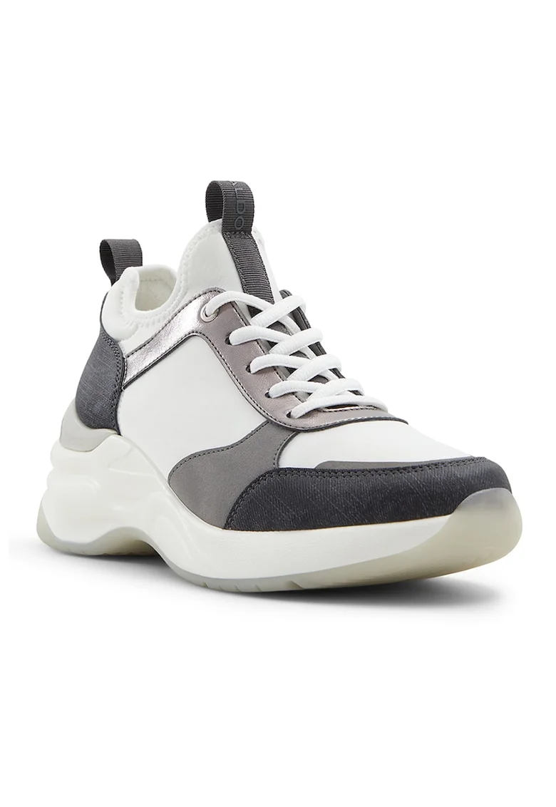 Pantofi sport cu insertii cu model Kralove, Alb murdar/Gri inchis