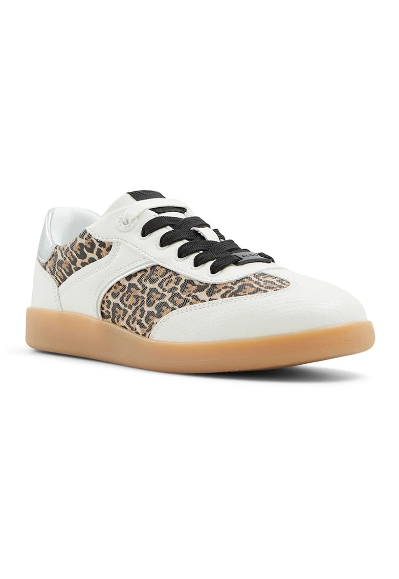 Pantofi sport de piele ecologica Erilg, Alb/Maro