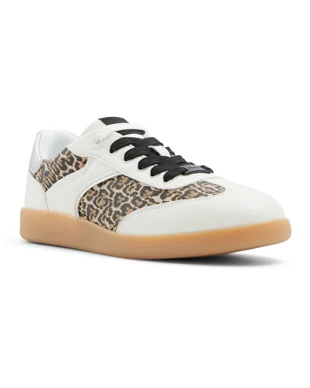 Pantofi sport de piele ecologica Erilg, Alb/Maro
