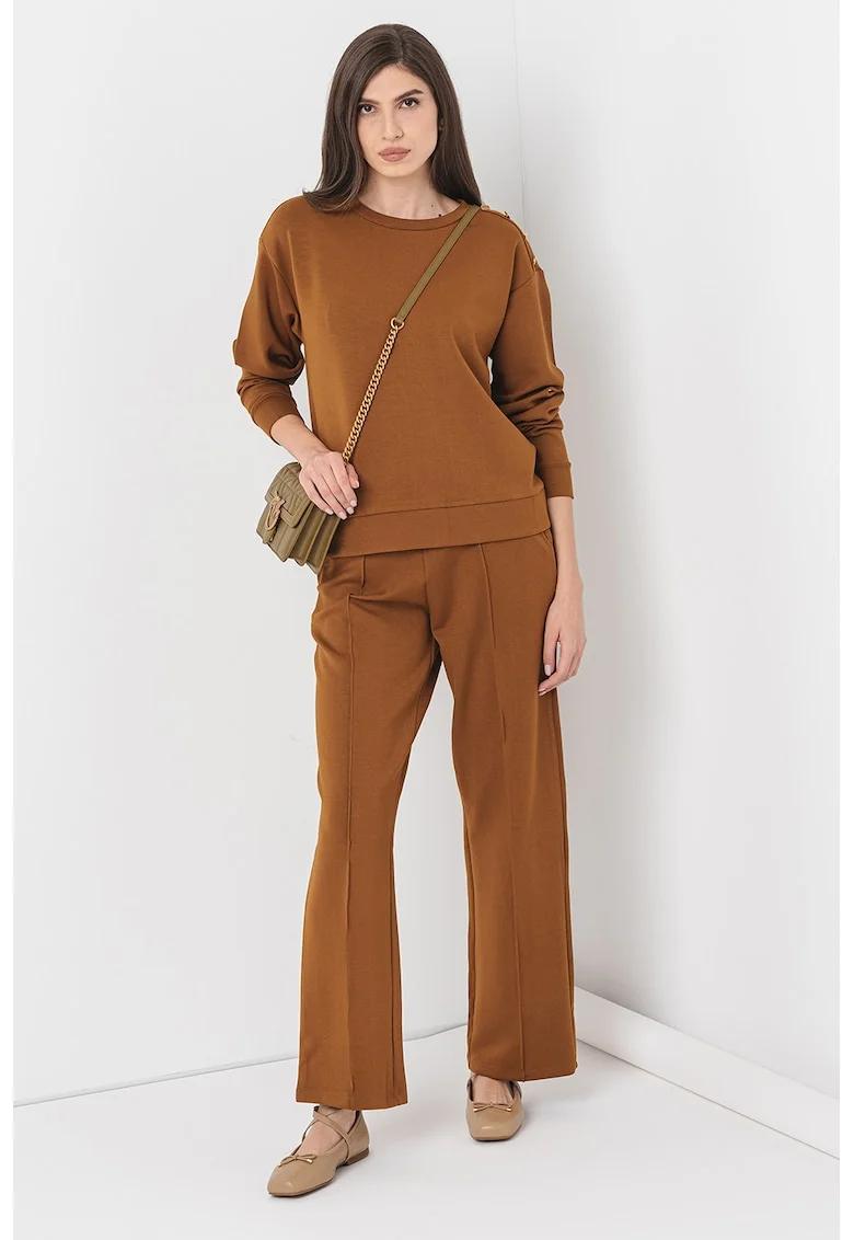 Bluza de trening din amestec de modal cu nasturi decorativi Reflecti, Caramel