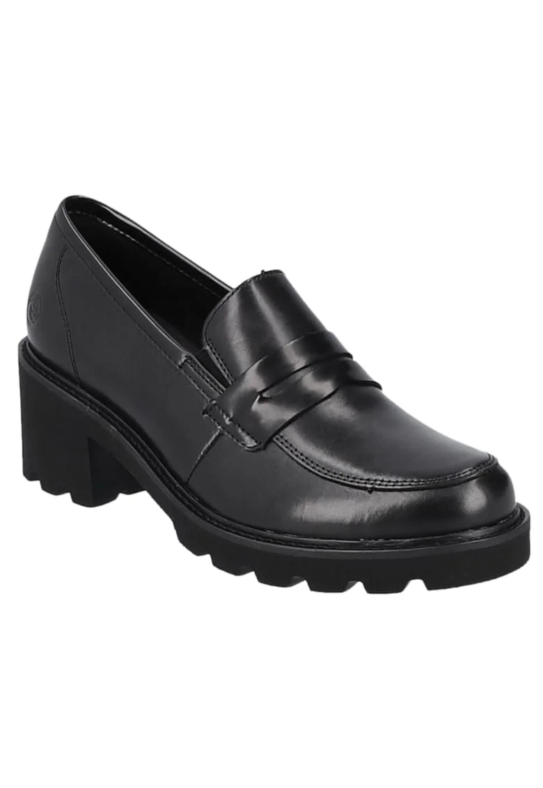 Pantofi casual, dama,  D0A00-01 negru, piele naturala lacuita, cu toc, Negru