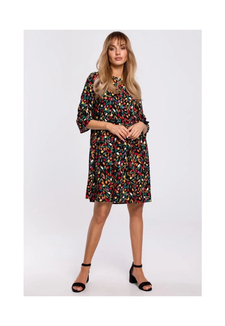 Rochie florala de dama, Made of Emotion, Palihn, neagra, XXL