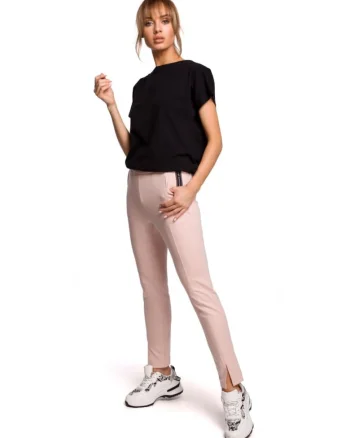 Pantaloni dama,  \ Bumbac/Elastan, Roz deschis, Roz deschis