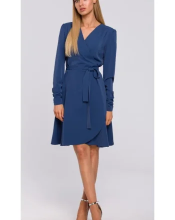Rochie de dama  Cu maneca, Poliester, Elastan, Albastru