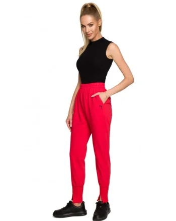 Pantaloni dama,  Bumbac/Elastan, Rosu.
