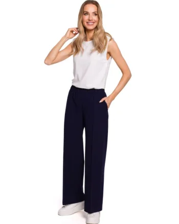 Pantaloni dama,  Poliester/Viscoza, Bleumarin inchis