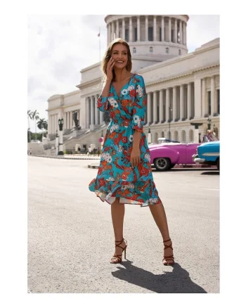Rochie midi cu decolteu plic - model 3,